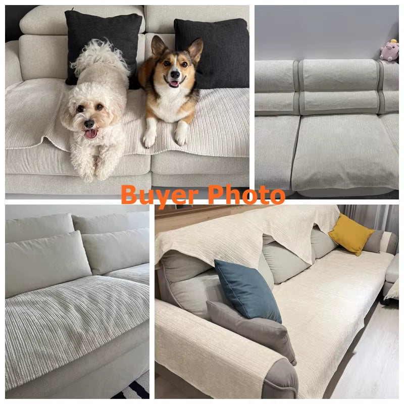 1PC Striped Chenille Sofa Cover for Living Room Pets Kids Anti-Dirty Sofa Towel Mat Solid Color Non-Slip Couch Cushion Slipcover