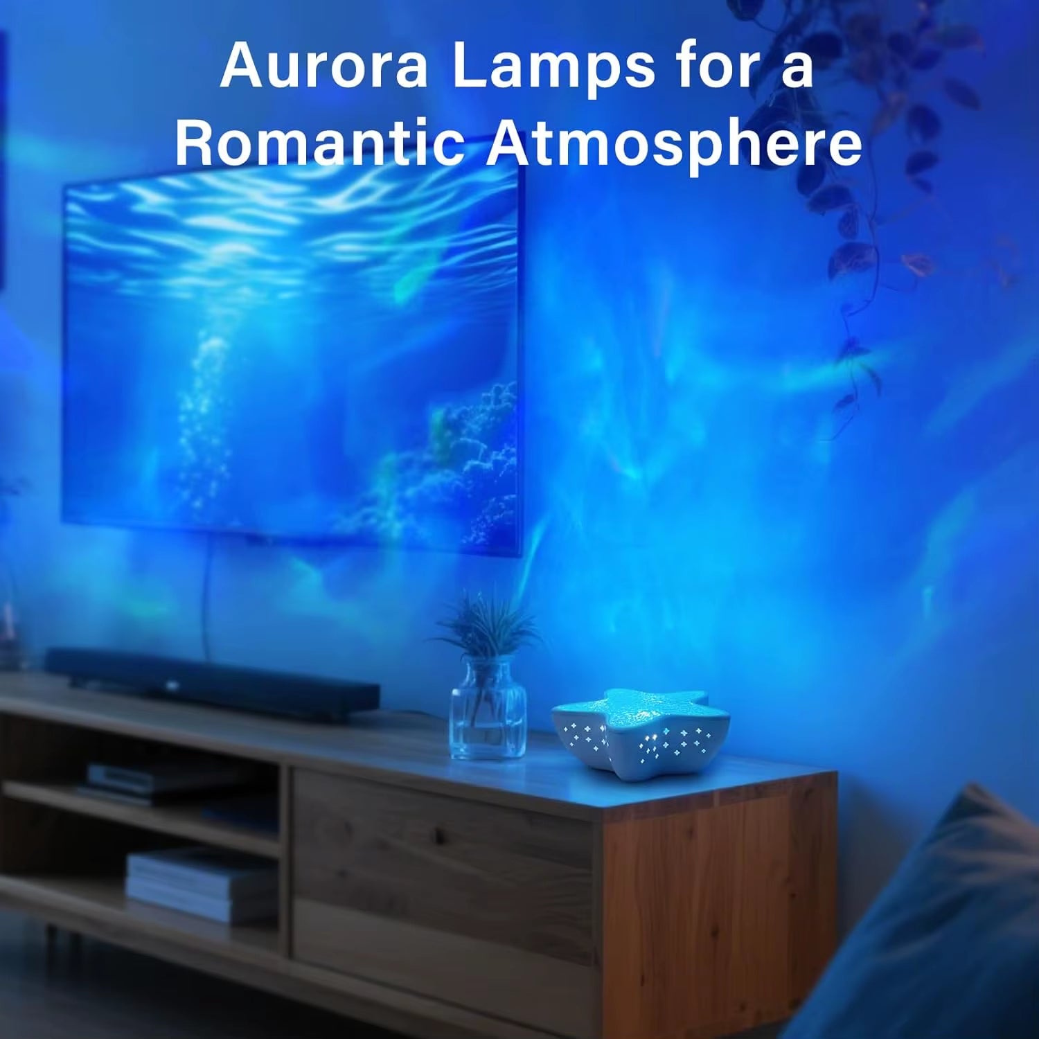 Starfish Projector Lamp Desk Room Decor Night Light Rechargeable Dreamy Ambient Light Kids Gift Festival Party Decor Nightlights