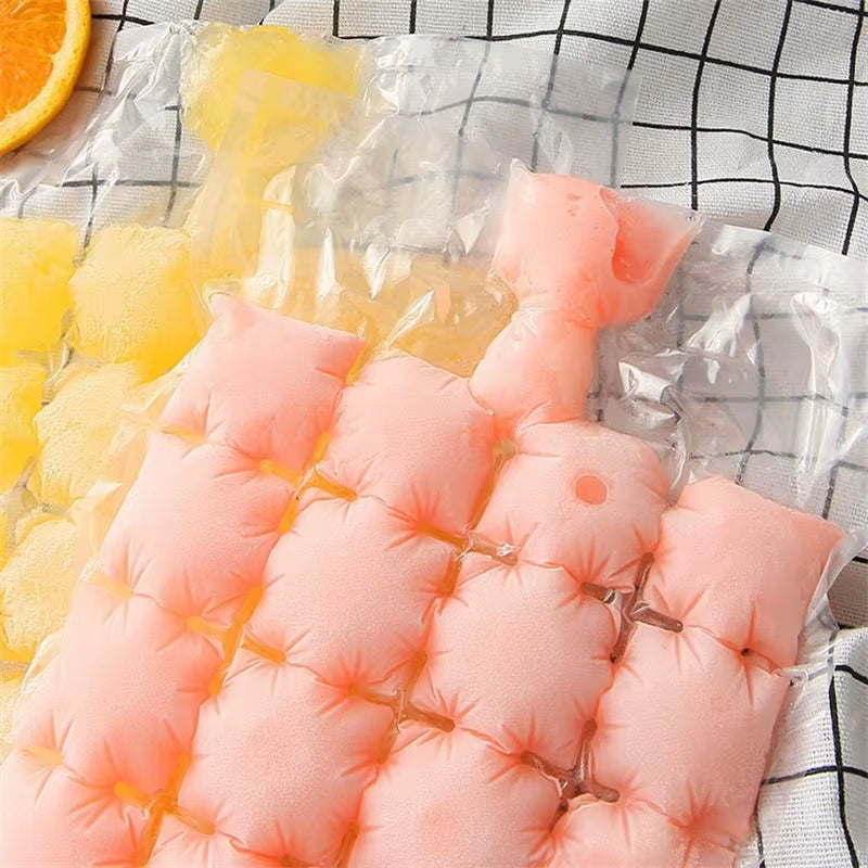 10-100Pcs Ice Tray Mold Bags Disposable Lattice Ice-Making Bags with Funnel Bar Self-Sealing Ice Tray Bag Edible Frozen Ice