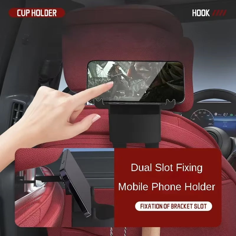 Multifunctional Car Headrest Cup Holder Drink Bottle Hanging Mount Organizer Auto Back Seat Hook Storage Holder Car Supplies