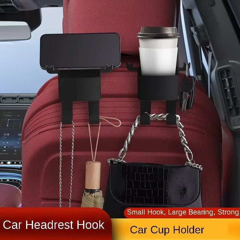 Multifunctional Car Headrest Cup Holder Drink Bottle Hanging Mount Organizer Auto Back Seat Hook Storage Holder Car Supplies