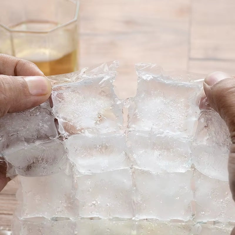 10-100Pcs Ice Tray Mold Bags Disposable Lattice Ice-Making Bags with Funnel Bar Self-Sealing Ice Tray Bag Edible Frozen Ice